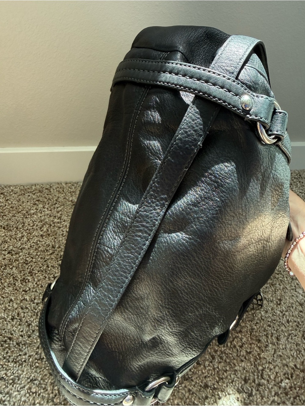 Coach Black Leather Satchel with Silver Hardware - Picture 3 of 9